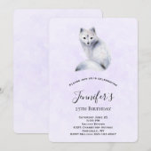 Invitation Cute Nordic Fox avec motifs floraux Anniversaire (Devant / Derrière)