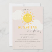 Invitation Cute Notre Petit Baby shower Fille Blush Sunshine (Devant)