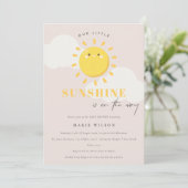 Invitation Cute Notre Petit Baby shower Fille Blush Sunshine (Debout devant)