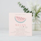 Invitation Cute Notre Petit Melon Pastel Baby shower rose (Debout devant)