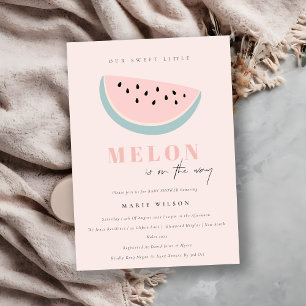 Invitation Cute Notre Petit Melon Pastel Baby shower rose