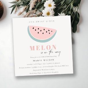 Invitation Cute Notre Petit Melon Pastel Baby shower rose