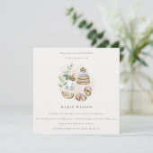 Invitation Cute Nursery Essential Baby shower de fille rose f (Debout devant)