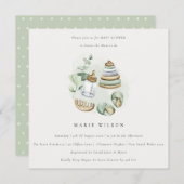 Invitation Cute Nursery Essential Baby shower vert feuille (Devant / Derrière)