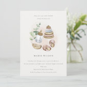 Invitation Cute Nursery Essential rose Girl Baby shower feuil (Debout devant)