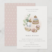 Invitation Cute Nursery Essential rose Girl Baby shower feuil (Devant / Derrière)