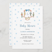 Invitation Cute Nutcracker Monogram crest Boy Baby shower (Devant / Derrière)