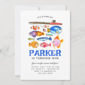 Invitation Cute O-Fish-al Reel Amusant Pêche Poisson Annivers (Devant)