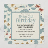 Invitation Cute Ocean Animals Baby/Toddler Custom Birthday (Devant / Derrière)