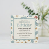 Invitation Cute Ocean Animals Baby/Toddler Custom Birthday (Debout devant)