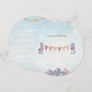 Invitation Cute Ocean Seahorse Flags Children Card