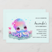 Invitation Cute Octopus Sea Creatday (Devant / Derrière)