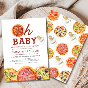 Invitation Cute Oh Baby Pizza & Pacifiers Baby shower