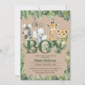 Invitation Cute Oh Boy Jungle Baby shower Safari (Devant)