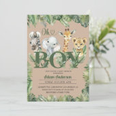 Invitation Cute Oh Boy Jungle Baby shower Safari (Debout devant)