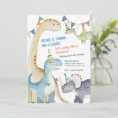 Invitation Cute One-A-Saurus Boy 1ère Dinomite Party (Debout devant)