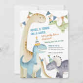 Invitation Cute One-A-Saurus Boy 1ère Dinomite Party (Devant)
