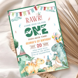Invitation Cute One Dino Mite Dinosaur 1er anniversaire