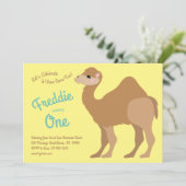 Invitation Cute One Hump Camel Enfants 1ère fête d'anniversai (Debout devant)