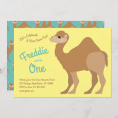 Invitation Cute One Hump Camel Enfants 1ère fête d'anniversai (Devant / Derrière)