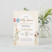 Invitation Cute One Silly Goose Baby shower (Debout devant)