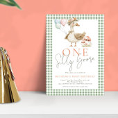 Invitation Cute One Silly Goose Sage En vichy 1er anniversair
