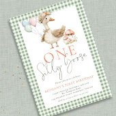 Invitation Cute One Silly Goose Sage En vichy 1er anniversair