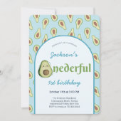 Invitation Cute Onedering Avocado 1er anniversaire fête (Devant)
