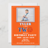 Invitation Cute Orange Basketball Photo 2e anniversaire (Devant)