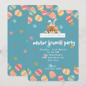 Invitation Cute Orange Chat Bunny Pâques (Devant / Derrière)