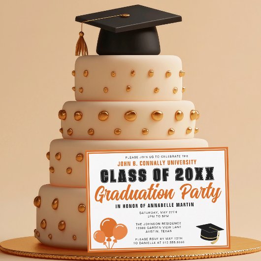 Invitation Cute Orange Class of 2025 Modern Graduation Party