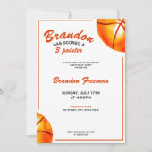 Invitation Cute Orange et Basket Blanc 3e anniversaire (Devant)