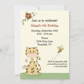 Invitation Cute Orange Kitty Chat et Fleurs Anniversaire (Devant)