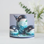 INVITATION CUTE ORCA BALEINE ANNIVERSAIRE DE ENFANT (Debout devant)