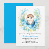 Invitation Cute Otter Enchanted Wonderland Boy Baby shower (Devant / Derrière)
