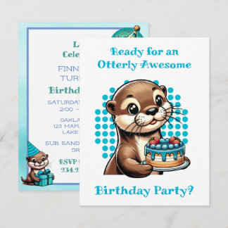 Invitation Cute Otter Fête d'anniversaire du garçon à thème
