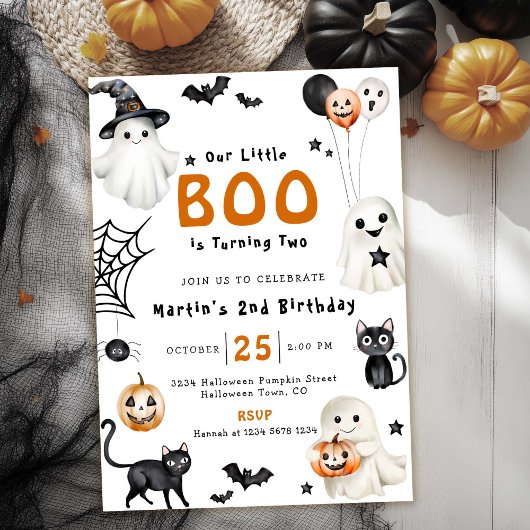 Invitation Cute Our Little BOO Halloween Ghost 2e anniversair