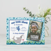 Invitation Cute Our Little Shark Ocean Photo 4Anniversaire (Debout devant)
