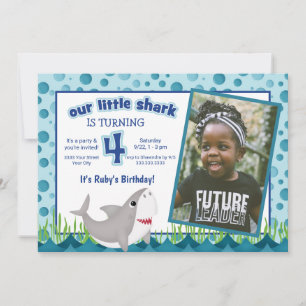 Invitation Cute Our Little Shark Ocean Photo 4Anniversaire