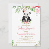 Invitation Cute Ours Blush rose Floral Baby shower fille (Devant)
