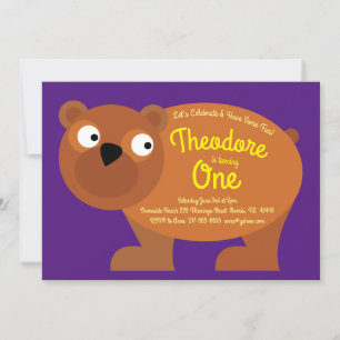 Invitation Cute Ours Brown Enfants 1er Anniversaire Fête Invi