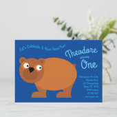 Invitation Cute Ours Brown Enfants 1er Anniversaire Fête Invi (Debout devant)