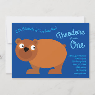 Invitation Cute Ours Brown Enfants 1er Anniversaire Fête Invi