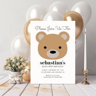 Invitation Cute Ours Brown Premier Anniversaire Image Invitat