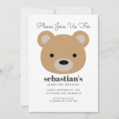 Invitation Cute Ours Brown Premier Anniversaire Image Invitat (Devant)