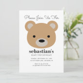 Invitation Cute Ours Brown Premier Anniversaire Image Invitat (Debout devant)