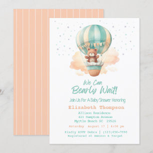 Invitation Cute Ours En Teddy Baby shower Ballons à air chaud