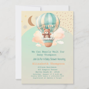 Invitation Cute Ours En Teddy Baby shower Ballons à air chaud