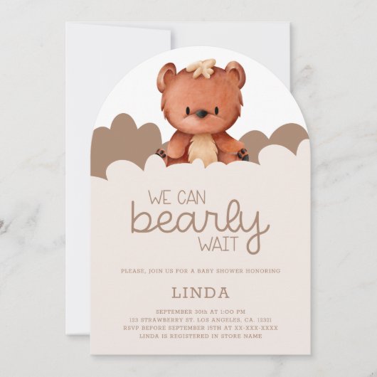 Invitation Cute Ours Nous Pouvons Attendre Baby shower Arche (Devant)