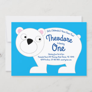 Invitation Cute Ours Polaire Enfants 1er Anniversaire Fête In